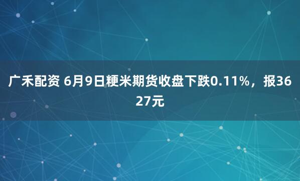 广禾配资 6月9日粳米期货收盘下跌0.11%，报3627元